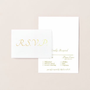 Formele gouden folie RSVP-huwelijk Kaarten