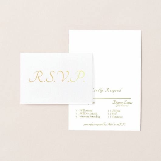 Formele gouden folie RSVP-huwelijk Kaarten (Display)