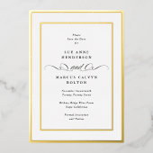 Formele gouden Lijst bruiloft save the date Folie Uitnodiging (Voorkant)