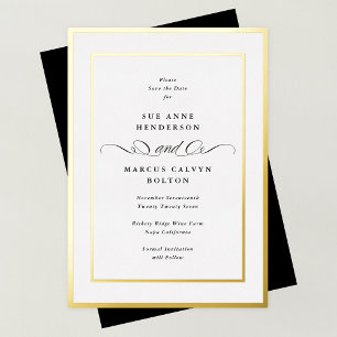 Formele gouden Lijst bruiloft save the date Folie Uitnodiging