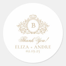 Formele Gouden Monogram Crest Bedankt Custom