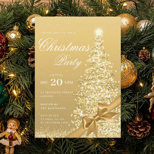 Formele Gouden Winter Kerstboom Strik Vakantie  Kaart