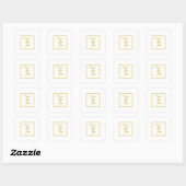 Formele Gouden Witte Monogram Vierkante Sticker (Vel)