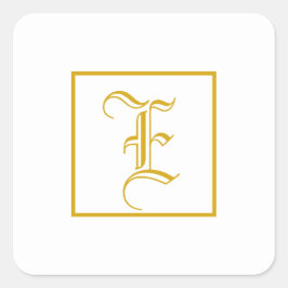 Formele Gouden Witte Monogram Vierkante Sticker