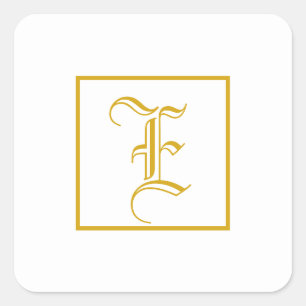 Formele Gouden Witte Monogram Vierkante Sticker