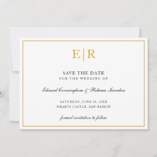 Formele goudmonogram Eenvoudige legante bruiloft Save The Date