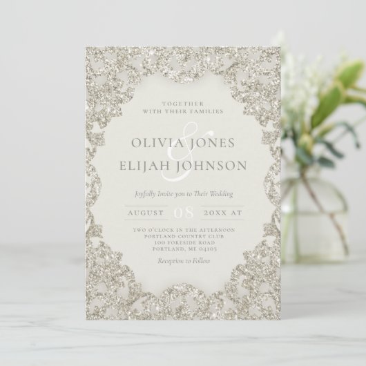 Formele goudsparkle  legance Wedding Kaart (Staand voorkant)