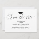 Formele Graduation Party Zwart Wit Save The Date Kaart (Voorkant)