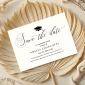 Formele Graduation Party Zwart Wit Save The Date Kaart