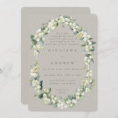 Formele Greige / Taupe Snowberry + Eucalyptus brui Kaart (Voorkant / Achterkant)