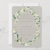 Formele Greige / Taupe Snowberry + Eucalyptus brui Kaart (Voorkant)