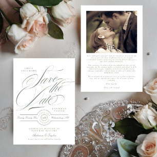 Formele Grijs Groen Kalligrafie Zwart Stropdas Fot Save The Date