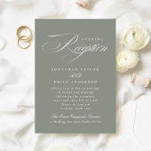 Formele Grijze Groene Kalligrafie Trouwreceptie Informatiekaartje
