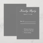 Formele grijze & witte trouwreactiekaart RSVP kaartje (Voorkant / Achterkant)