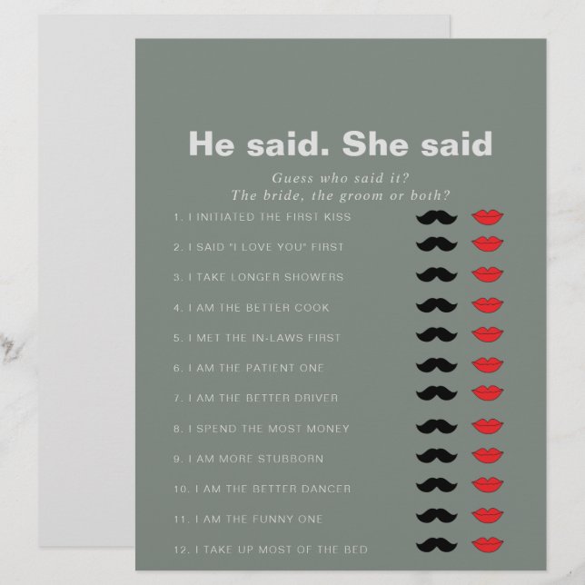 Formele Groen zei dat ze zei dat Vrijgezellenfeest (Voorkant / Achterkant)