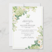 Formele groene Hydrangea bloemige monogram bruilof Kaart (Voorkant)