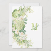 Formele groene Hydrangea bloemige monogram bruilof Kaart (Achterkant)