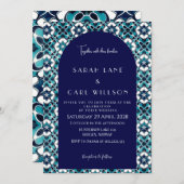 Formele Groovy Spaans Tegel Elegantie Bruiloft Bli Kaart (Voorkant / Achterkant)