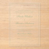 Formele heldere saliegroene rand script bruiloft acryl uitnodigingen (Voorkant)