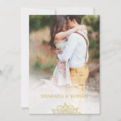 Formele Indiase stijl Foto Groene Goudkleurige Wed Kaart (Voorkant)