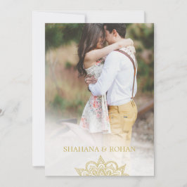 Formele Indiase stijl Foto roze Gold Chic Wedding Kaart