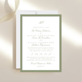 Formele Ingelijste Klassieke Monogram Sage Green W Kaart