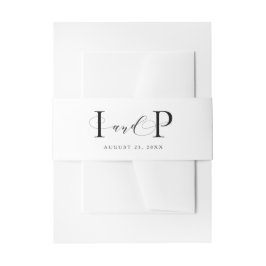 Formele initialen zwart-wit bruiloft uitnodigingen wikkel