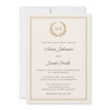 Formele Ivoor & Goud Laurel Krans Monogram Trouwen