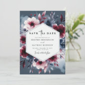 Formele kalligrafie Bourgondische bruiloft Save The Date (Staand voorkant)