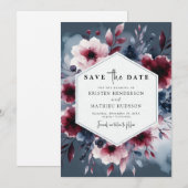 Formele kalligrafie Bourgondische bruiloft Save The Date (Voorkant / Achterkant)