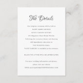 Formele  kalligrafie bruiloft details informatiekaartje (Voorkant)