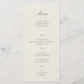 Formele kalligrafie Classic Ecru Eenvoudige bruilo Menu (Voorkant)