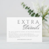 Formele kalligrafie Elegant Grey Wedding Details Informatiekaartje (Staand voorkant)