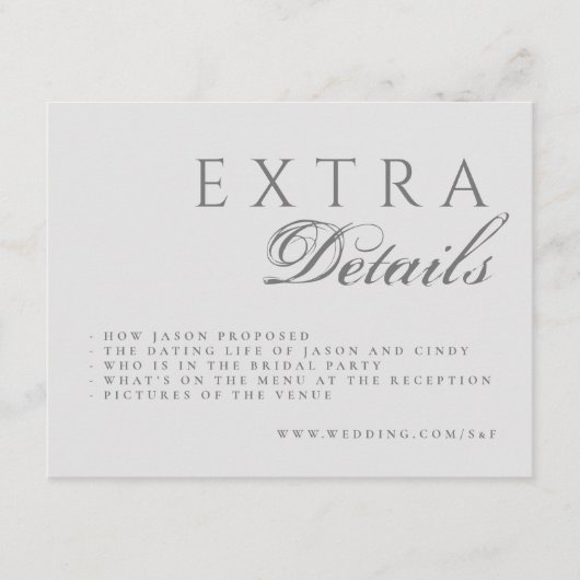 Formele kalligrafie Elegant Wedding Informatiekaartje (Voorkant)