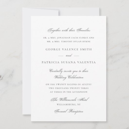 Formele kalligrafie Elegant Wedding Kaart (Voorkant)