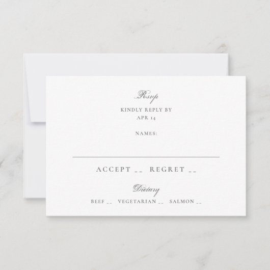 Formele kalligrafie Elegant Wedding RSVP Kaartje (Voorkant)
