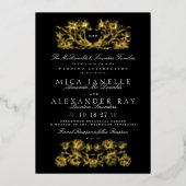 Formele kalligrafie Elegant Zwart Goud Folie Folie Uitnodiging (Voorkant)