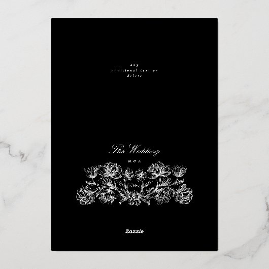 Formele kalligrafie Elegant Zwart Goud Folie Folie Uitnodiging (Achterkant)