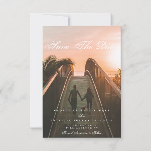 Formele kalligrafie Elegante foto Save The Date (Voorkant)