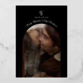 Formele kalligrafie foto zwart en echt goud folie uitnodiging (Achterkant)