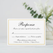 Formele kalligrafie Gold Border Meal Choice Weddin RSVP Kaartje (Staand voorkant)