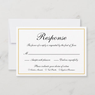Formele kalligrafie Gold Border Meal Choice Weddin RSVP Kaartje
