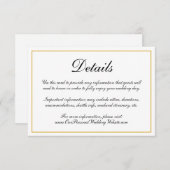Formele kalligrafie Gold Border Wedding Details Informatiekaartje (Voorkant / Achterkant)