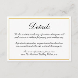 Formele kalligrafie Gold Border Wedding Details Informatiekaartje