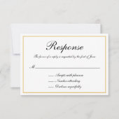 Formele kalligrafie Gold Border Wedding RSVP Kaartje (Voorkant)