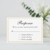 Formele kalligrafie Gold Border Wedding RSVP Kaartje (Staand voorkant)