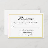 Formele kalligrafie Gold Border Wedding RSVP Kaartje (Voorkant / Achterkant)