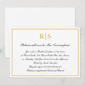 Formele kalligrafie Gold Monogram Bridal Luncheon Kaart (Voorkant / Achterkant)