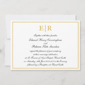 Formele kalligrafie Gold Monogram Royal Wedding Kaart (Voorkant)