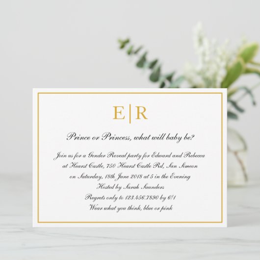 Formele kalligrafie Goud Monogram Geslacht Kaart (Staand voorkant)